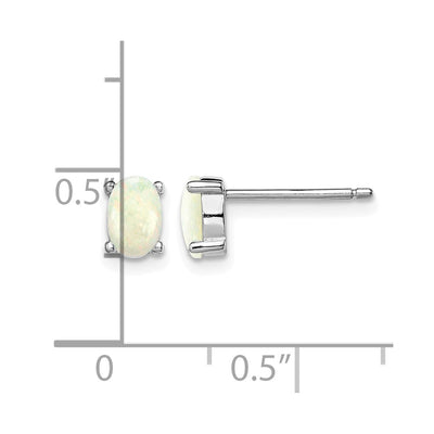 Sterling Silver Rhodium-plated Created Opal Post Earrings, 6.25 x 4.1mm