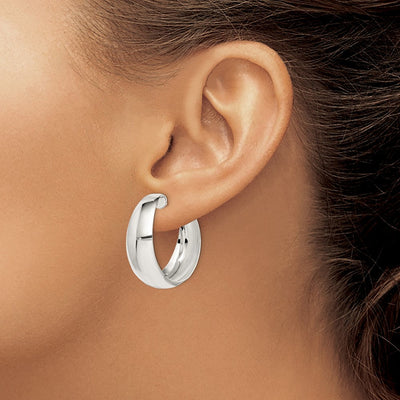 Sterling Silver Rhodium-plated Fancy J-Hoop Post Earrings, 35 x 35mm