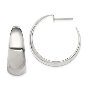 Sterling Silver Rhodium-plated Fancy J-Hoop Post Earrings (Style QE526)