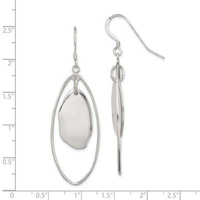 Sterling Silver Polished Fancy Oval Dangle Earrings