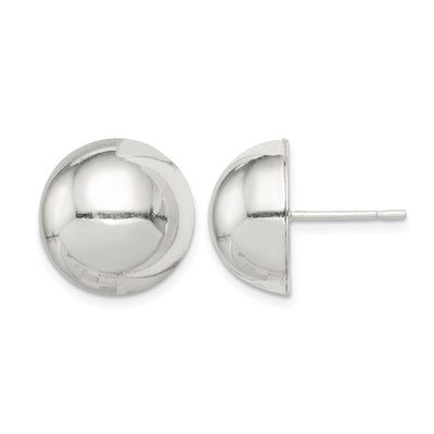 Sterling Silver Polished Button Earrings, 14 x 14mm