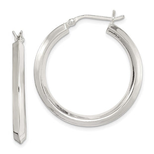Sterling Silver Polished Knife Edge Round Hoop Earrings