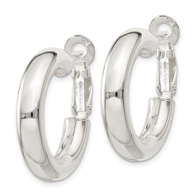 Sterling Silver Omega Back Hoop Earrings, 25 x 5mm