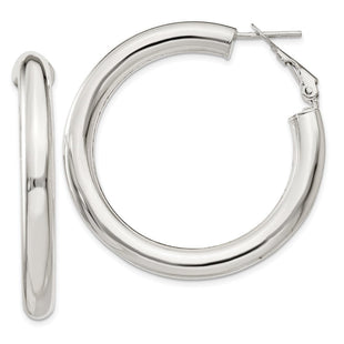 Sterling Silver Omega Back Hoop Earrings (Style QE6638)