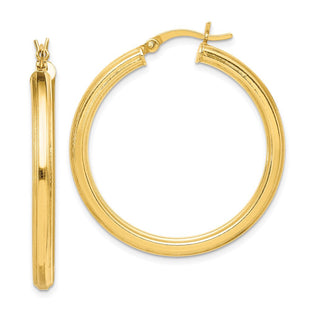 Sterling Silver Gold Flash Plated Grooved Hoop Earrings (Style QE6682)