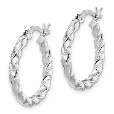 Sterling Silver Rhodium-plated Twisted Hoop Earrings, 20 x 3mm