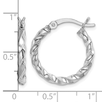 Sterling Silver Rhodium-plated Twisted Hoop Earrings, 20 x 3mm