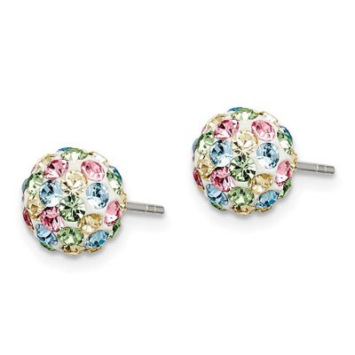 Sterling Silver Rhod-pltd Multicolor Preciosa Crystal Post Earrings