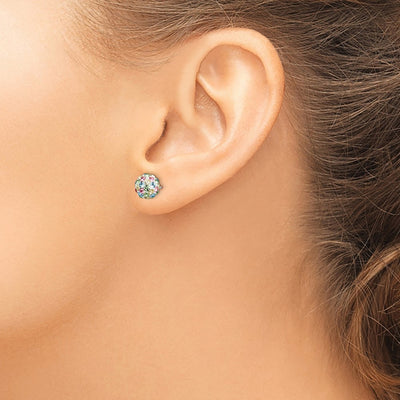 Sterling Silver Rhod-pltd Multicolor Preciosa Crystal Post Earrings
