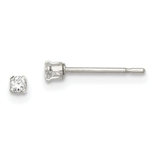 Sterling Silver Polished Children's Round Snap Set CZ Stud Earrings (Style QE7471)