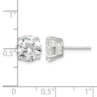 Sterling Silver Round Basket Set CZ Stud Earrings, 9 x 9mm