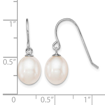 Sterling Silver Rhodium-plated White Teardrop Freshwater Cultured Pearl Dangle Earrings, 22 x 8 to 9mm
