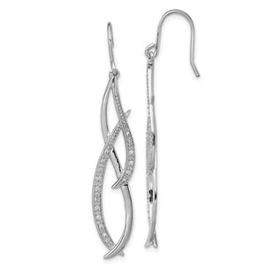 Sterling Silver Rhodium Diam. Dangle Earrings (Style QE7826)