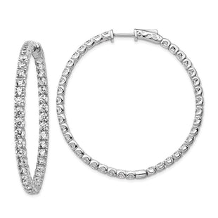 Sterling Shimmer Sterling Silver Rhodium-plated 78 Stone CZ In and Out Round Hinged Hoop Earrings (Style QE7964)
