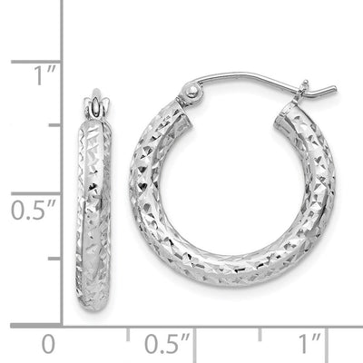 Sterling Silver Rhodium-plated D/C Hoop Earrings, 20 x 3mm