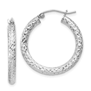 Sterling Silver Rhodium-plated D/C Hoop Earrings (Style QE8087)