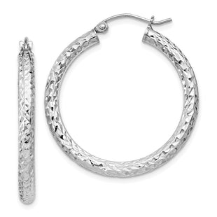 Sterling Silver Rhodium-plated D/C Hoop Earrings (Style QE8088)