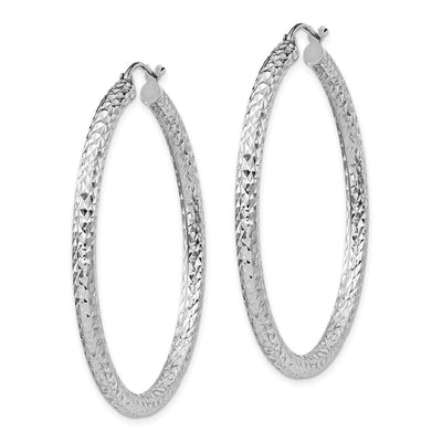 Sterling Silver Rhodium-plated D/C Hoop Earrings, 45 x 3mm