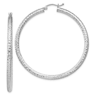 Sterling Silver Rhodium-plated D/C Hoop Earrings (Style QE8092)