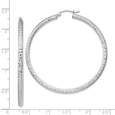Sterling Silver Rhodium-plated D/C Hoop Earrings, 55 x 3mm