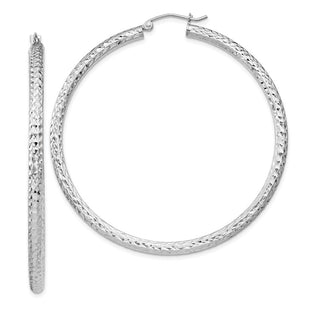 Sterling Silver Rhodium-plated D/C Hoop Earrings (Style QE8093)