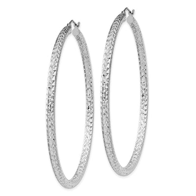 Sterling Silver Rhodium-plated D/C Hoop Earrings, 60 x 3mm