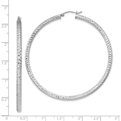 Sterling Silver Rhodium-plated D/C Hoop Earrings, 60 x 3mm