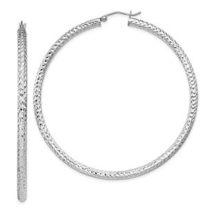 Sterling Silver Rhodium-plated D/C Hoop Earrings (Style QE8094)