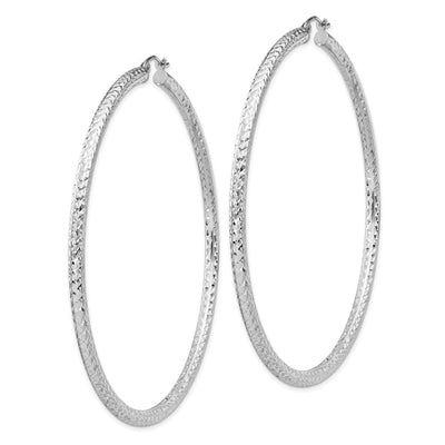 Sterling Silver Rhodium-plated D/C Hoop Earrings, 70 x 3mm