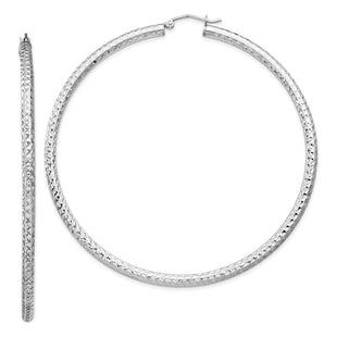 Sterling Silver Rhodium-plated D/C Hoop Earrings (Style QE8096)