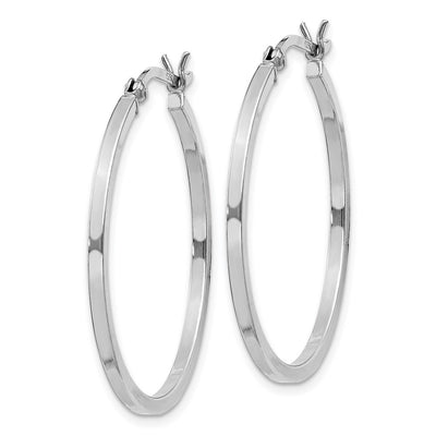 Sterling Silver Rhodium-plated Hoop Earrings, 30 x 1.5mm