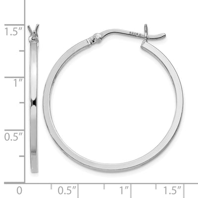 Sterling Silver Rhodium-plated Hoop Earrings, 30 x 1.5mm