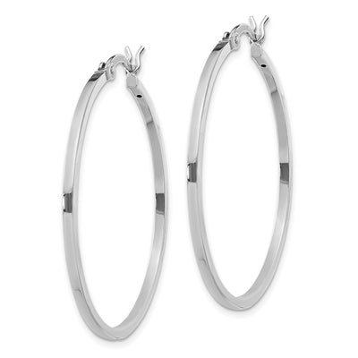 Sterling Silver Rhodium-plated Hoop Earrings, 35 x 1.5mm