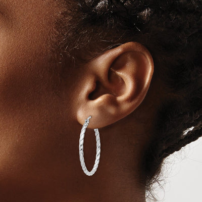Sterling Silver Rhodium-plated Twisted Hoop Earrings, 30 x 30mm