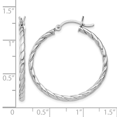 Sterling Silver Rhodium-plated Twisted Hoop Earrings, 30 x 30mm