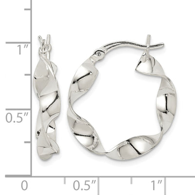 Sterling Silver Twisted Hoop Earrings, 22 x 4mm