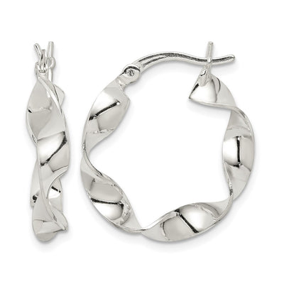 Sterling Silver Twisted Hoop Earrings, 22 x 4mm