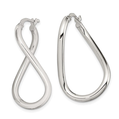 Sterling Silver Rhodium-plated Polished Twisted Oval Hoop Earrings, 28 x 16mm