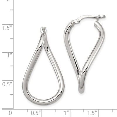 Sterling Silver Rhodium-plated Polished Twisted Oval Hoop Earrings, 28 x 16mm