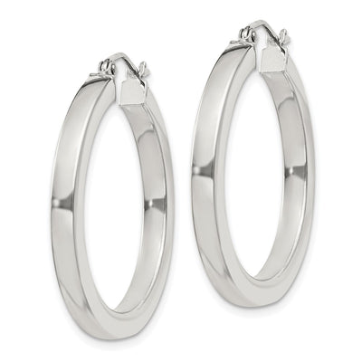 Sterling Silver Square Tube Hoop Earrings, 30 x 3mm