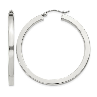 Sterling Silver Square Tube Hoop Earrings, 40 x 3mm