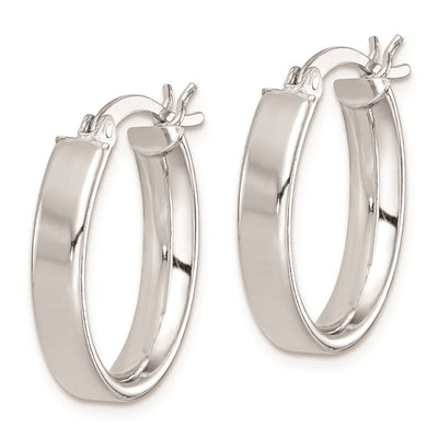 Sterling Silver Rhodium-plated Polished Oval Hoop Earrings, 20 x 16mm