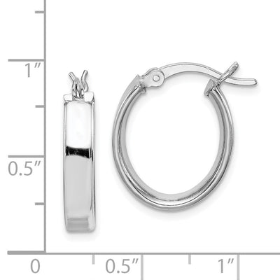 Sterling Silver Rhodium-plated Polished Oval Hoop Earrings, 20 x 16mm