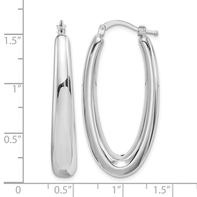 Sterling Silver Rhodium-plated Polished Hollow Oval Hoop Earrings, 38 x 18mm