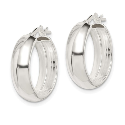 Sterling Silver Polished Round Hoop Earrings, 22 x 20mm