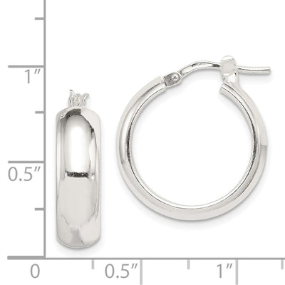 Sterling Silver Polished Round Hoop Earrings, 22 x 20mm