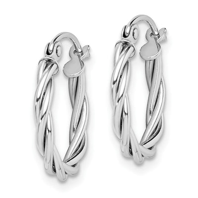 Sterling Silver Rhodium-plated Twisted Hoop Earrings, 15 x 15mm