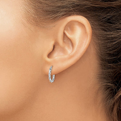 Sterling Silver Rhodium-plated Twisted Hoop Earrings, 15 x 15mm