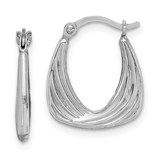 Sterling Silver Rhodium Plated Hollow Hoop Earrings (Style QE8374)