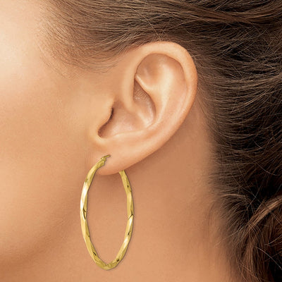 Sterling Silver Gold-plated Twisted Oval Hoop Earrings